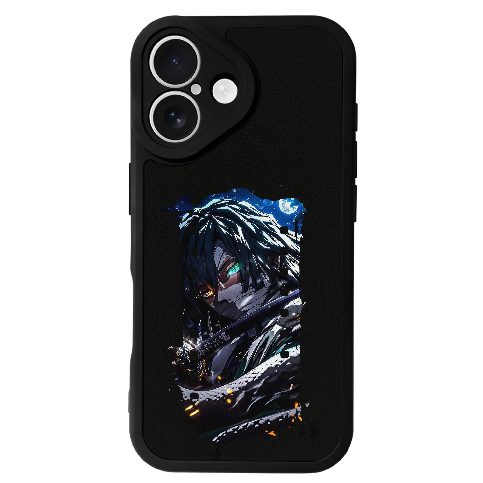 鬼滅の刃 グッズ,伊黒 小芭内 - IPhone 16シリーズ対応 ・ シリコンスマホケース ・ レザー調 ・ 高精度フィット ・ 耐衝撃 ・ ワイヤレス充電対応 ・ 精密カット